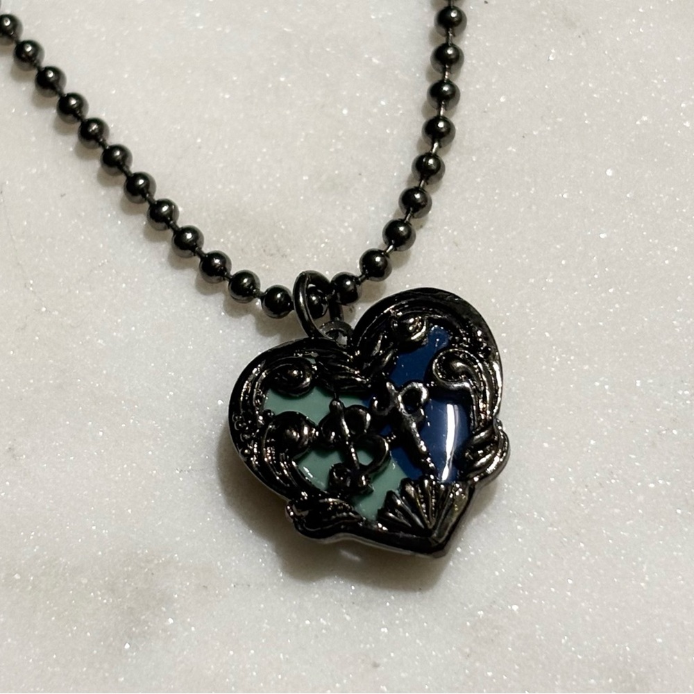 Cute Best Friends Heart Locket Pendant Chain Necklace In Gunmetal Black